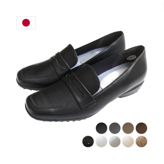 Comfortable Non Slip Real Leather Loafers with 3cm Low Heels (Japanese Craftsmanship)